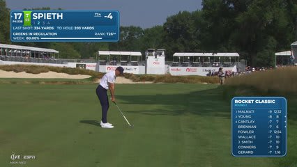 Jordan Spieth's 208-yard approach sets up birdie on No. 17 at Rocket Classic