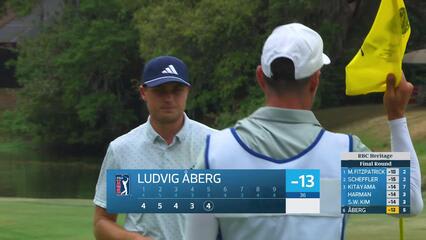 Ludvig Åberg drains 4-foot birdie putt on No. 5 at RBC Heritage
