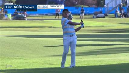 Augusto Núñez attacks the pin with 87-yard approach in tight at Zurich Classic