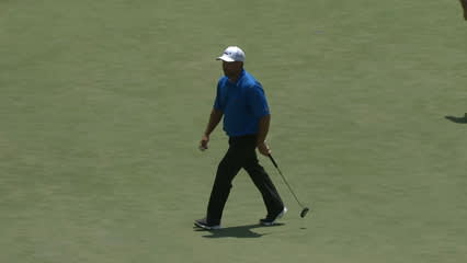 Chad Collins nearly chips in from off the green at Barbasol