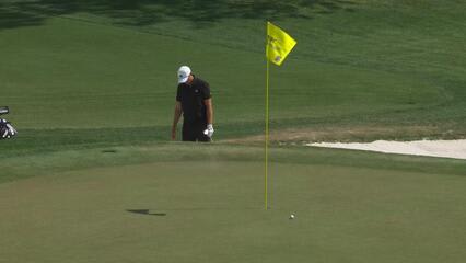 Ludvig Åberg sinks 2-foot putt for birdie on No. 9 at RBC Heritage