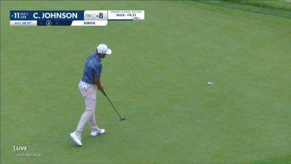 Chase Johnson walks in a birdie at Rocket Mortgage