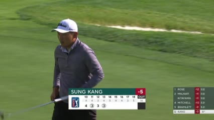 Sung Kang throws dart at flag to set up birdie at AT&T Pebble Beach