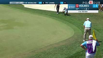 J.B. Holmes holes birdie putt from off the green at Valspar