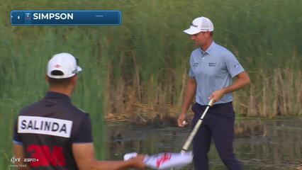 Webb Simpson sinks a 29-foot birdie putt on No. 10 at 3M Open