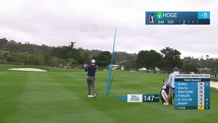 Tom Hoge hits 212-yard approach to 11 feet, sets up birdie on No. 2 at AT&T Pebble Beach