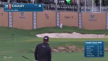 Bud Cauley gets up-and-down from 10 feet for birdie on No. 18 at Valero