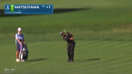 Hideki Matsuyama sinks 10-foot birdie putt on No. 2 at Pebble Beach
