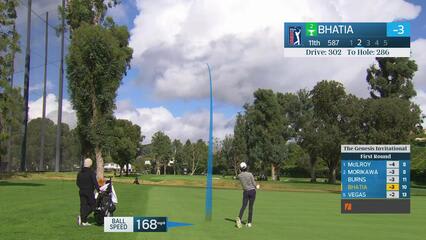 Akshay Bhatia hits 276-yard approach to 26 feet, sets up birdie on No. 11 at The Genesis