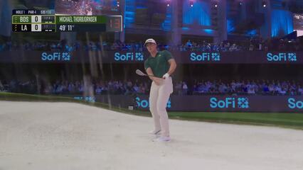 Michael Thorbjornsen leaves his first TGL shot in bunker