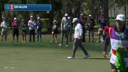 J.J. Spaun holes out from 14 feet for birdie on No. 2 at Valspar