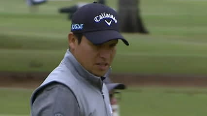 Andres Romero rolls in a 40-foot birdie at Sanderson Farms