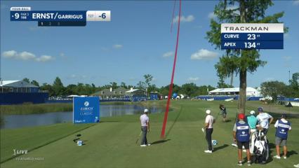Derek Ernst throws a dart to set up birdie at Zurich Classic