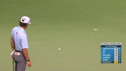 Jackson Koivun sinks a 26-foot birdie putt on No. 9 at Wyndham