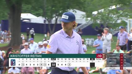 Kristoffer Reitan sinks a 23-foot birdie putt on No. 13 at Truist Championship
