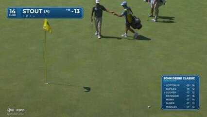 Preston Stout sinks 12-foot birdie putt on No. 14 at John Deere