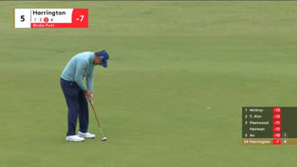 Padraig Harrington rolls in a 13-foot birdie putt at Genesis Scottish Open