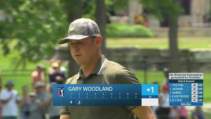 Gary Woodland's 119-yard approach sets up birdie on No. 2 at the Memorial
