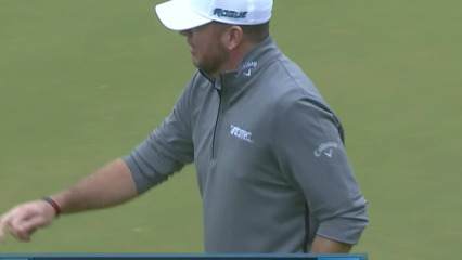 Robert Garrigus sinks a 23-foot birdie at Sanderson Farms
