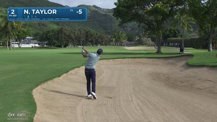 Nick Taylor hits 148-yard approach from bunker to 13 feet, sets up birdie
