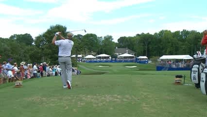 Carl Pettersson nearly finds the cup from the tee on No. 16 at Wyndham