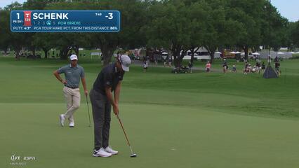 Adam Schenk drains 4-foot putt for birdie at Charles Schwab