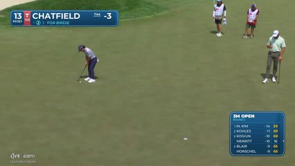 Davis Chatfield sinks 21-foot birdie putt on No. 13 at 3M Open