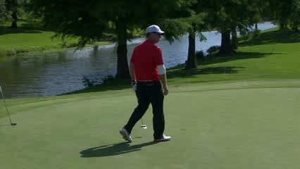 David Duval rolls in a 16-foot birdie putt at HP Byron Nelson