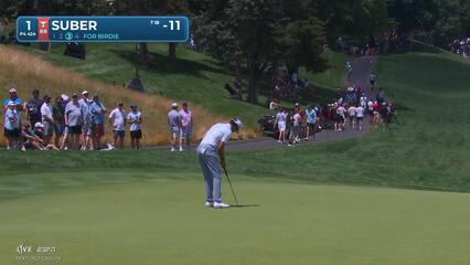 Jackson Suber sinks 5-foot putt for birdie on No. 1 at Travelers