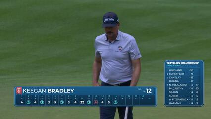 Keegan Bradley's 96-yard approach sets up birdie on No. 14 at Travelers