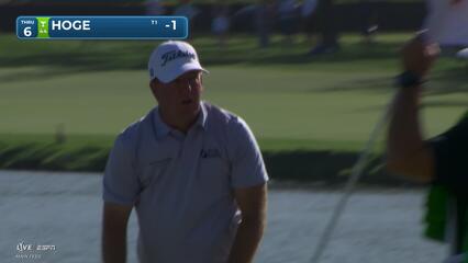 Tom Hoge sinks 15-foot birdie putt on No. 6 at Arnold Palmer