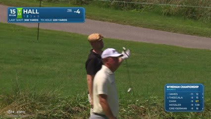 Harry Hall sinks 4-foot putt for birdie on No. 15 at Wyndham
