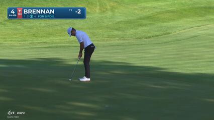 Michael Brennan sinks 18-foot putt for birdie on No. 4 at John Deere