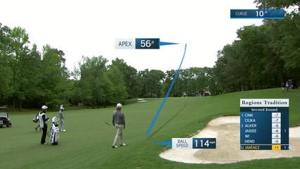 Miguel Angel Jiménez makes birdie on No. 11 at Regions Tradition