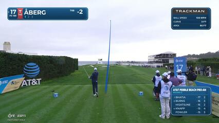 Ludvig Aberg sinks 29-foot birdie putt on No. 17 at Pebble Beach