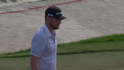 Pontus Nyholm sinks 18-foot birdie putt on No. 18 at Cognizant Classic