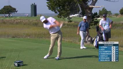 Andrew Novak sinks 20-foot birdie putt on No. 12 at The RSM Classic