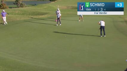 Matti Schmid makes birdie putt on No. 15 at Butterfield Bermuda