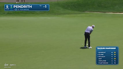 Taylor Pendrith sinks a 32-foot birdie putt on No. 5 at Travelers