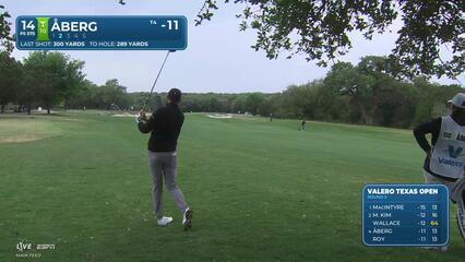Ludvig Åberg gets up-and-down from 37-yard bunker shot for birdie on No. 14 at Valero