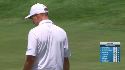 Sam Stevens sinks a 22-foot birdie putt on No. 3 at 3M Open