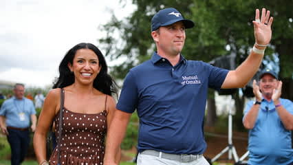 Steven Fisk mic'd up with wife Edith after winning Sanderson Farms
