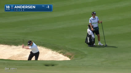 Mason Andersen holes out bunker shot for eagle at Mexico Open