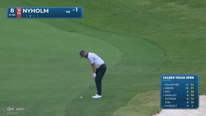 Pontus Nyholm drains 5-foot birdie putt on No. 8 at Valero