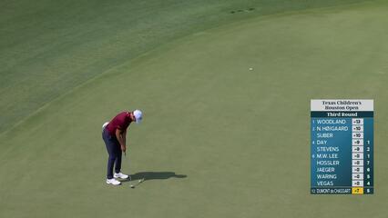 Adrien Dumont de Chassart sinks 30-foot birdie putt on No. 6 at Texas Children's