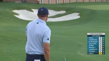 Ludvig Åberg gets up-and-down from 7 inches for birdie on No. 10 at Valero