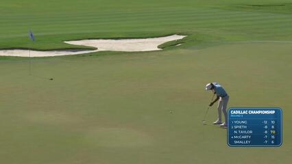 Akshay Bhatia sinks 49-foot birdie putt on No. 11 at Cadillac