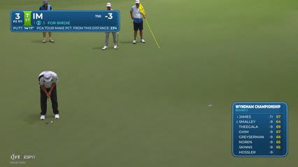 Sungjae Im hits tee shot to 15 feet, sets up birdie on No. 3 at Wyndham