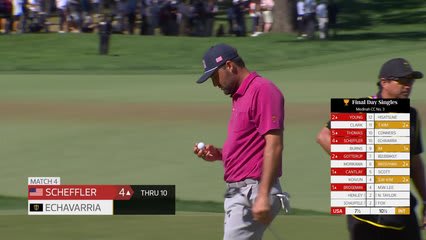 Scottie Scheffler makes birdie on No. 10 at Sunday Singles