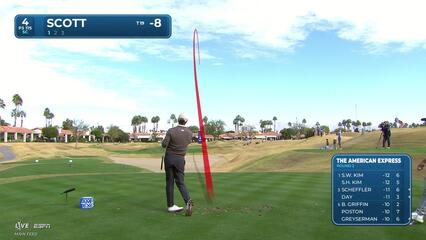 Adam Scott's 175-yard tee shot lands 1 foot from hole on No. 4
